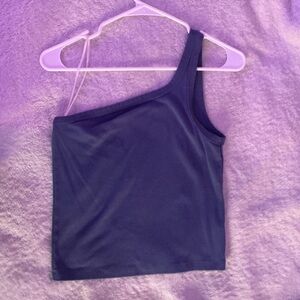 Aerie One-Shoulder Navy Crop Top